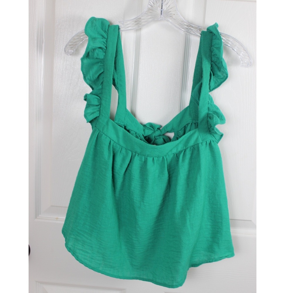 Sienna Sky Green Ruffle Strap Tie Back Tank Top Women's Size L